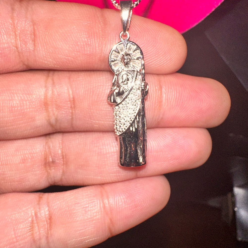 3d Solid 925 Sterling Silver Chain With Moissanit… - image 1